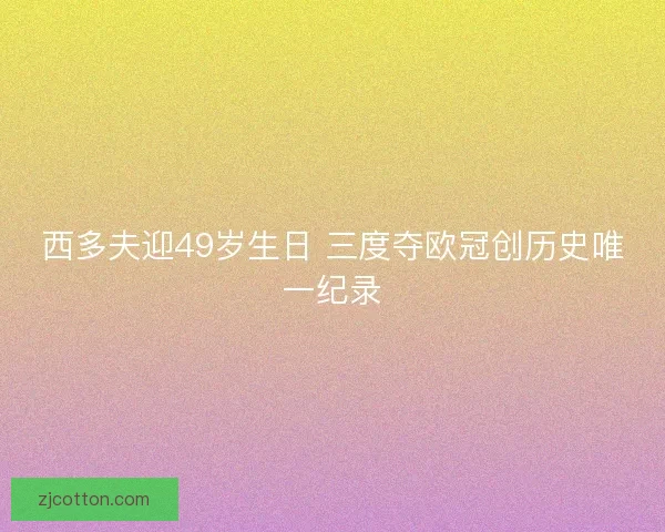 西多夫迎49岁生日 三度夺欧冠创历史唯一纪录 西多夫迎49岁生日 三度夺欧冠创历史唯一纪录