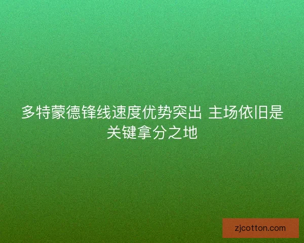 多特蒙德锋线速度优势突出 主场依旧是关键拿分之地