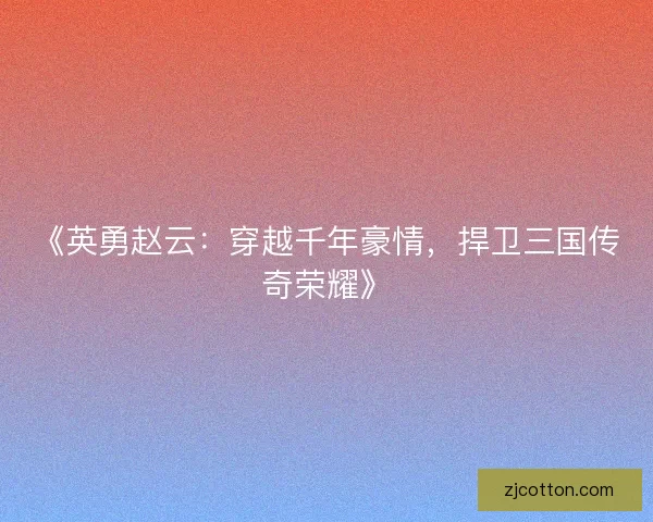 《英勇赵云:穿越千年豪情,捍卫三国传奇荣耀》 《英勇赵云:穿越千年豪情,捍卫三国传奇荣耀》